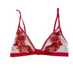 Floral Semi Sheer Embroidered Bralette SMALL